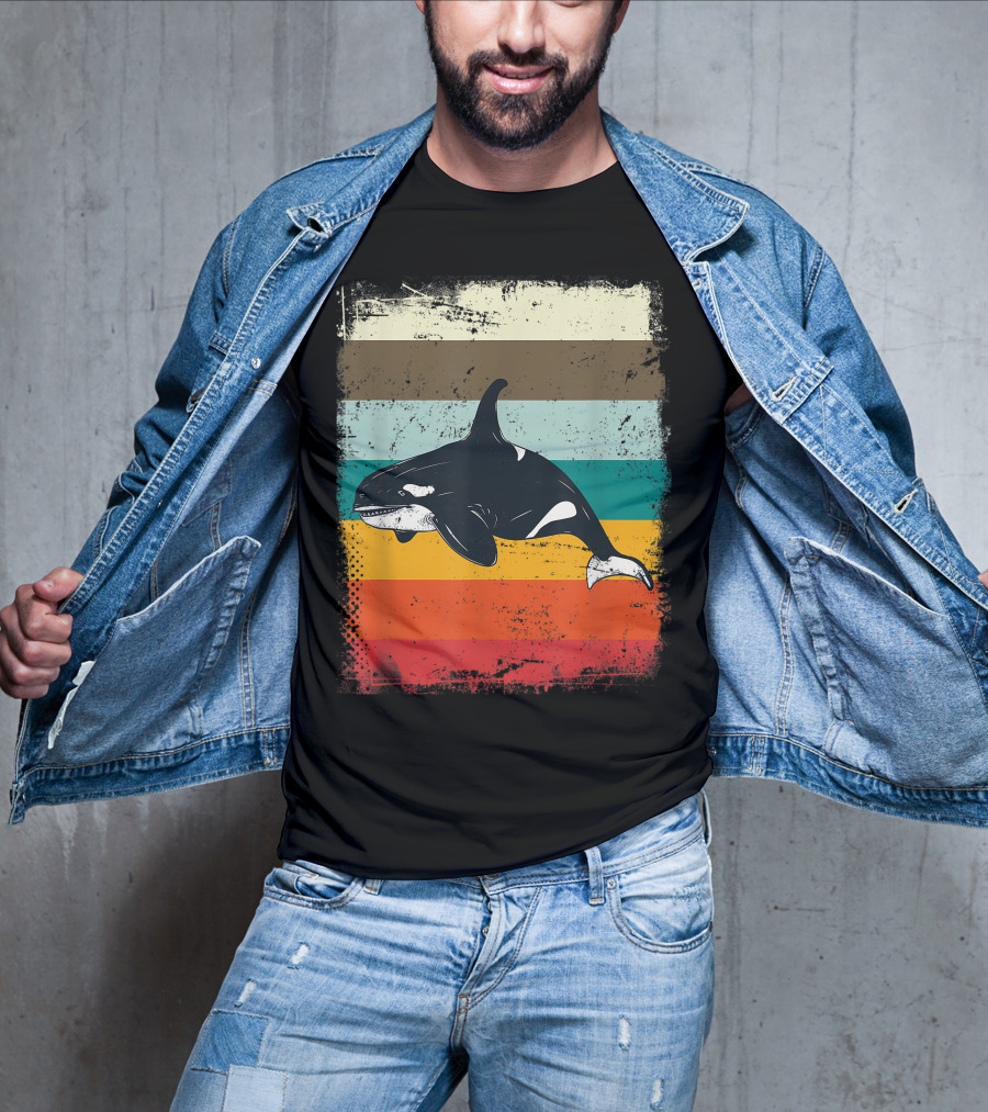 Retro Orca Vintage Stripes T-Shirt