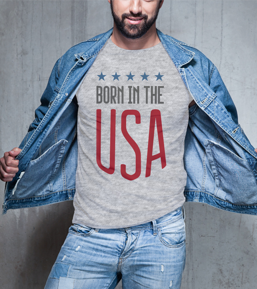 Born In The USA Patriotic Stars Banner T-Shirt