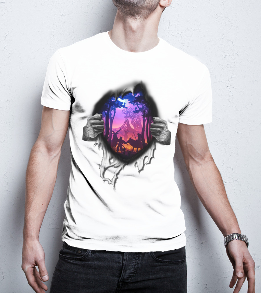 Ghibli Fan Forest Spirit Adventure Scene T-Shirt