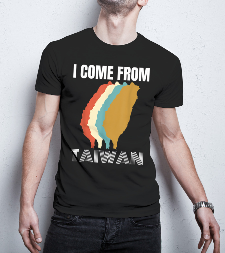 I Come From Taiwan Colorful Silhouette Map T-Shirt
