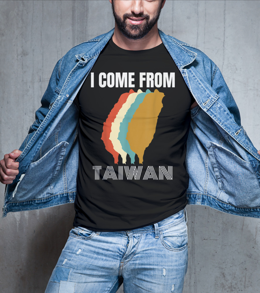 I Come From Taiwan Colorful Silhouette Map T-Shirt