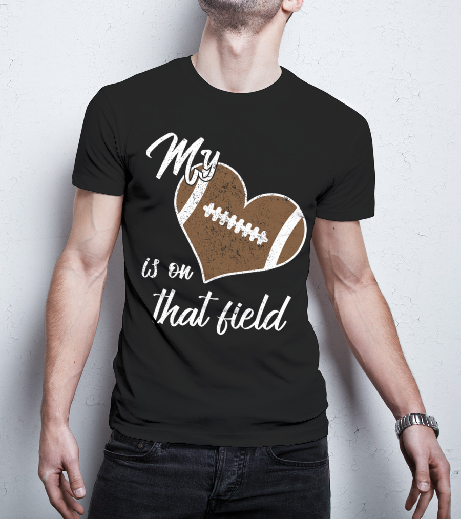 My Heart Is On That Field Football Grandparent T-Shirt