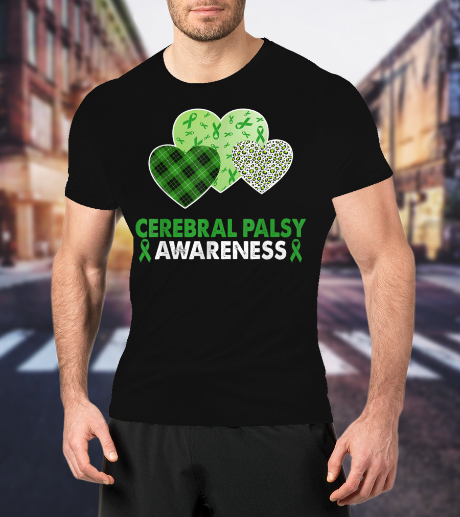 Cerebral Palsy Awareness Heart Leopard Plaid T-Shirt