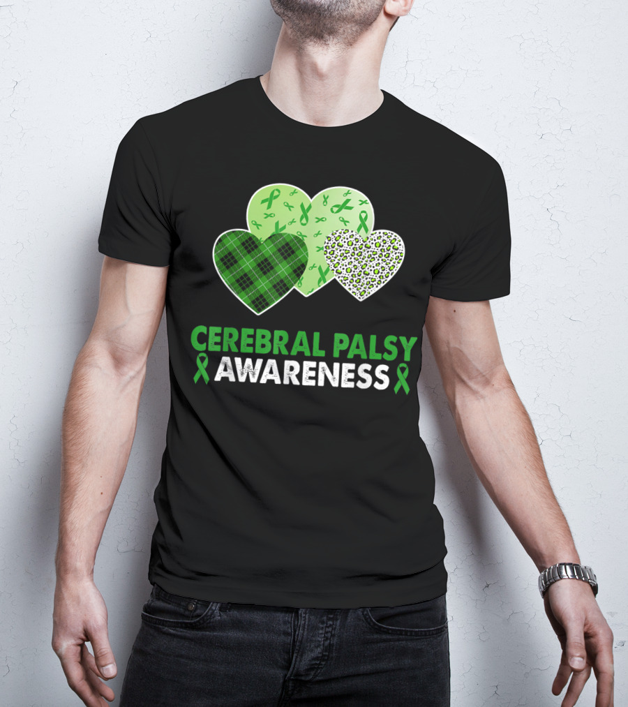 Cerebral Palsy Awareness Heart Leopard Plaid T-Shirt