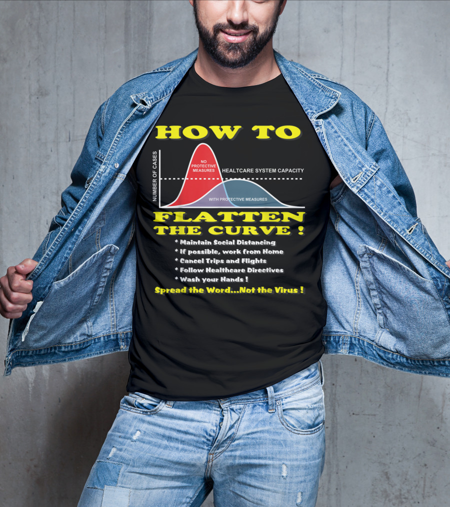 How To Flatten The Curve Maintain Social Distancing Spread The Word Not The Virus Healthcare System Capacity T-Shirt