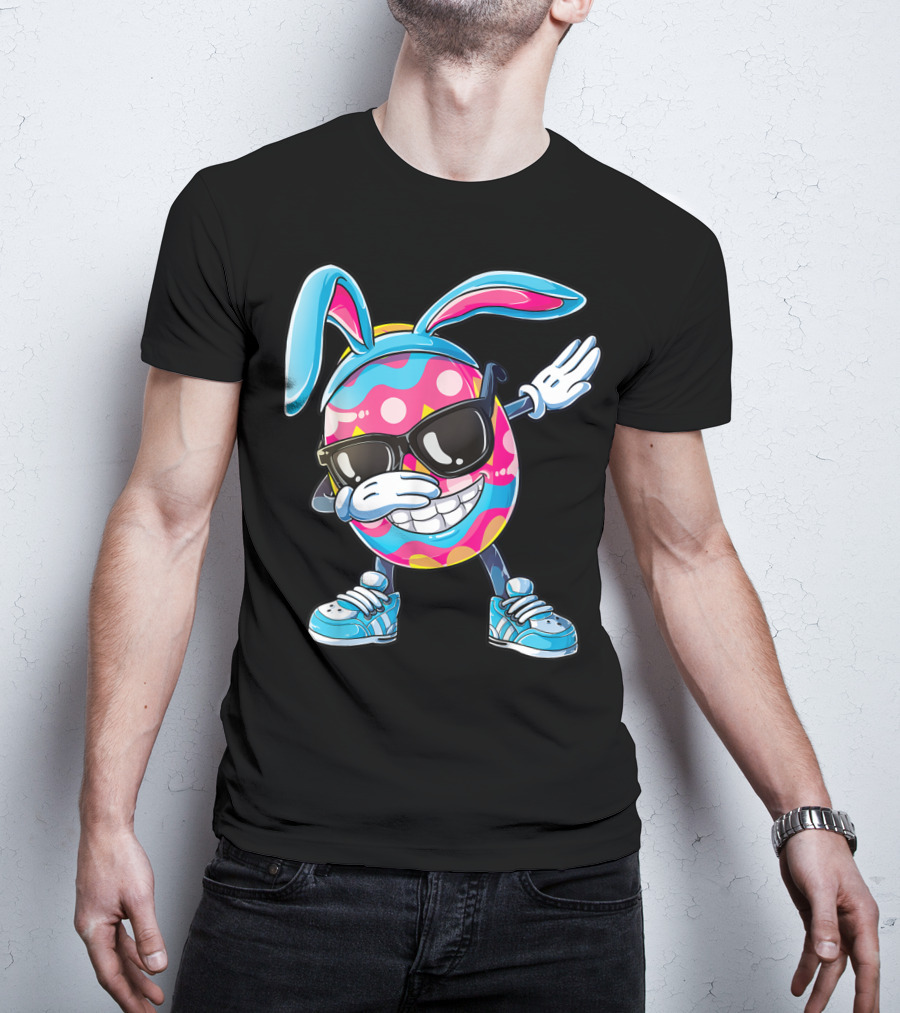 Dabbing Easter Egg With Bunny Ears And Sunglasses T-Shirt
