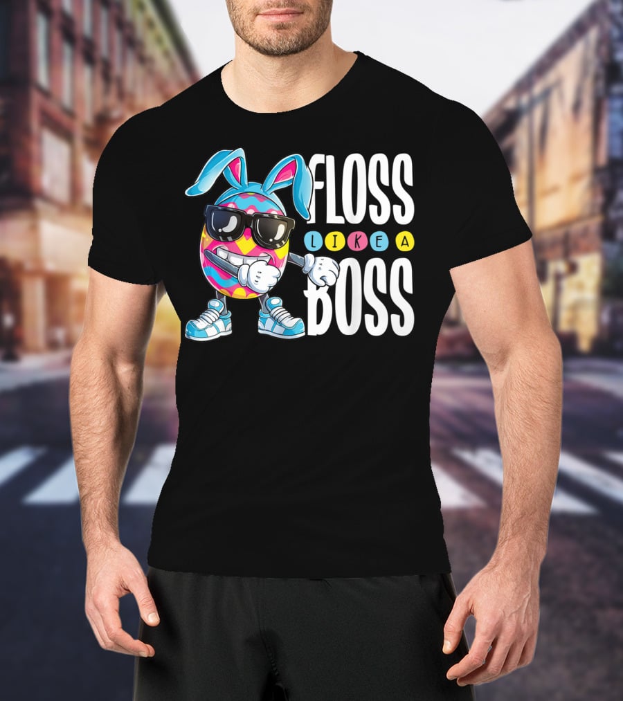 Floss Like A Boss Easter Egg Bunny Boys Flossing T-Shirt