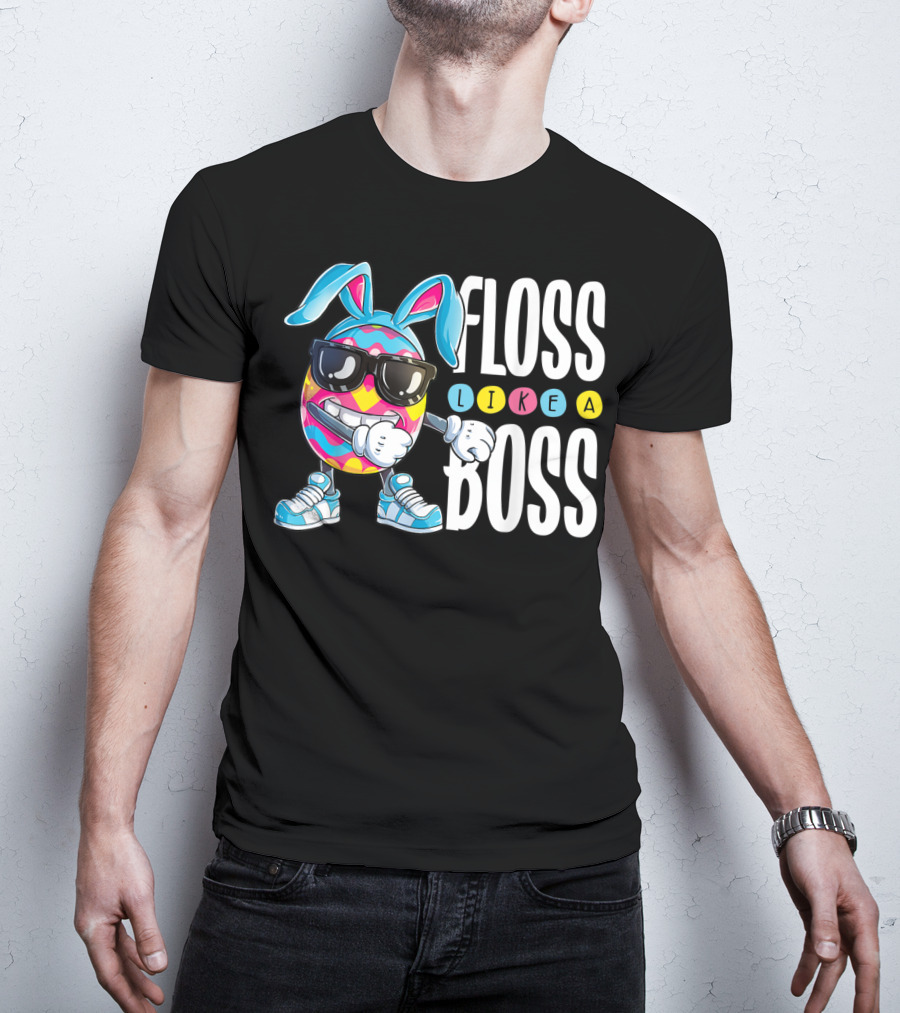 Floss Like A Boss Easter Egg Bunny Boys Flossing T-Shirt