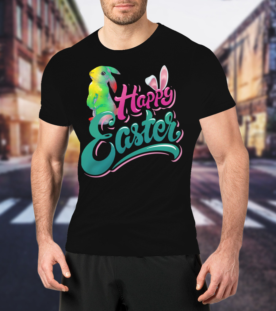 Happy Easter Watercolor Bunny Vibrant T-Shirt