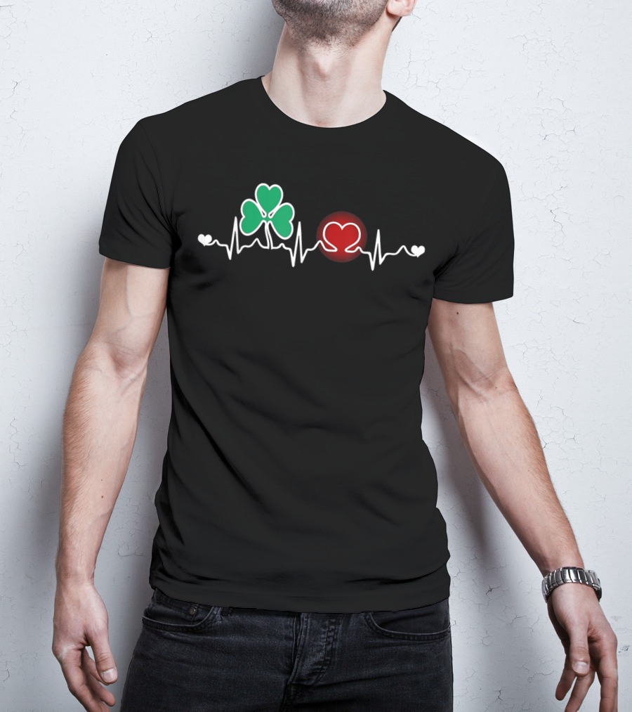 Love Irish Heartbeat Shamrock St Patricks Day T-Shirt