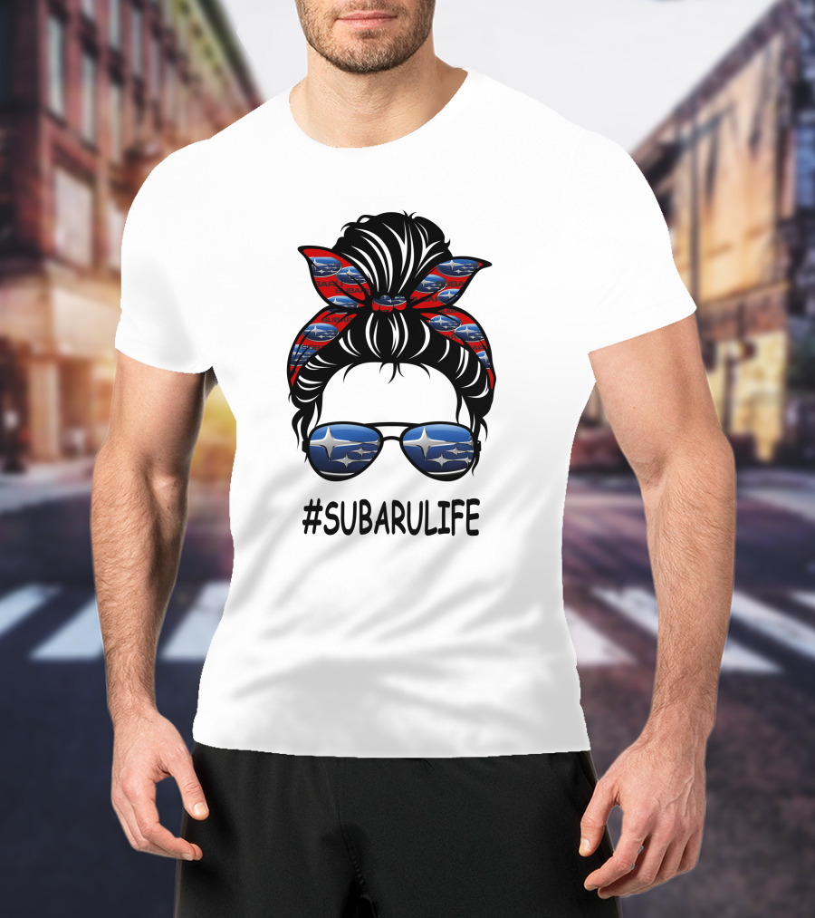 SUBARULIFE Bandana And Sunglasses Icon With Subaru T-Shirt