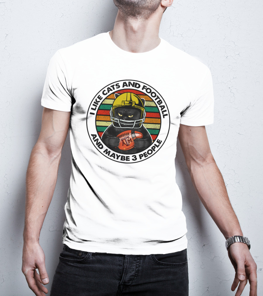 I Like Cats And Football And Maybe 3 People Am T-Shirt