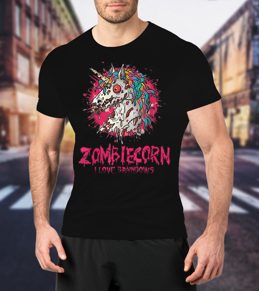 Zombicorn I Love Brainbows Halloween Gothic T-Shirt