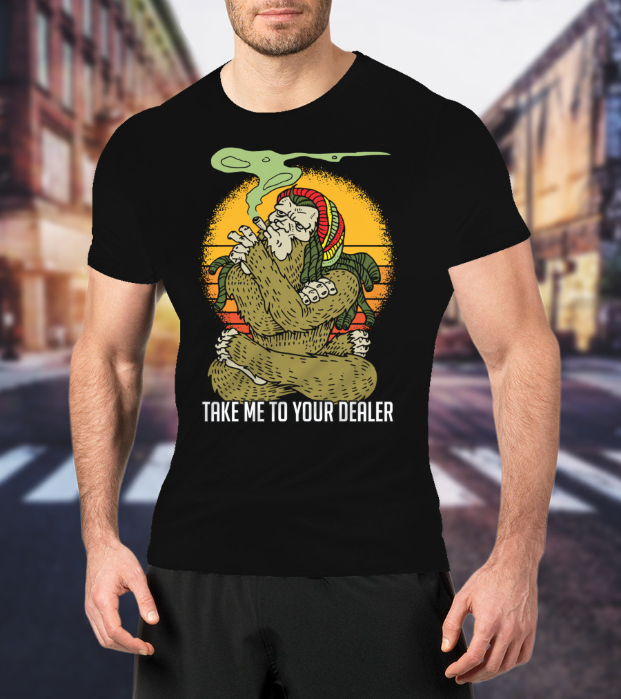 Take Me To Your Dealer Bigfoot Smoking Weed Vintage T-Shirt