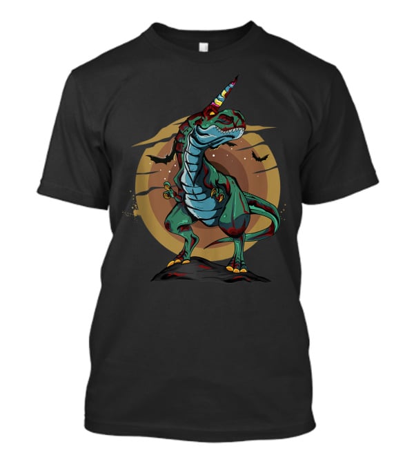 Halloween Unicornasaurus Rex Zombie Dinosaur T-Rex Unicorn Bats Moon T-Shirt