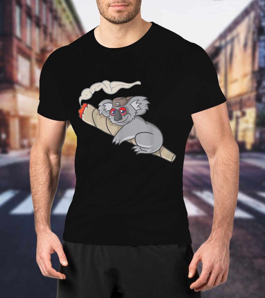 Koala Stoner Smoking Weed Marihuana Don't Care Bear T-Shirt