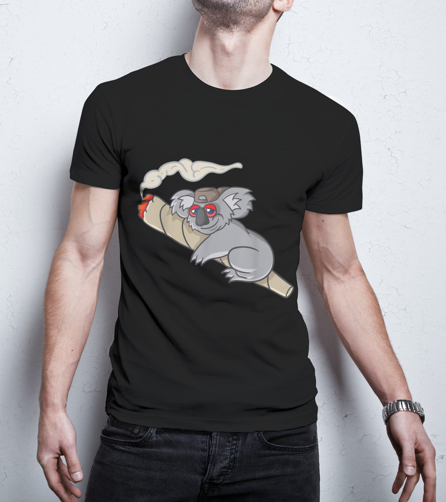 Koala Stoner Smoking Weed Marihuana Don't Care Bear T-Shirt