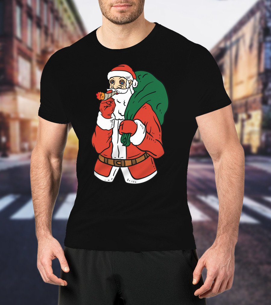 Santa Claus Smoking Weed Cannabis Marijuana Carrying Bag T-Shirt