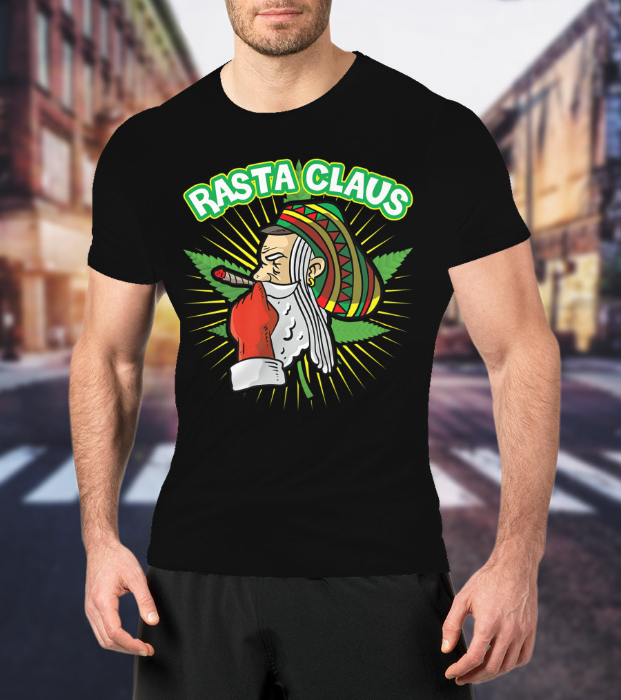 Rasta Claus Cannabis Marijuana Smoking Weed Christmas Holiday T-Shirt