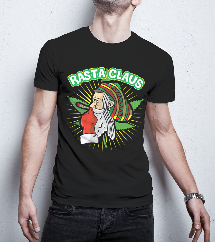 Rasta Claus Cannabis Marijuana Smoking Weed Christmas Holiday T-Shirt