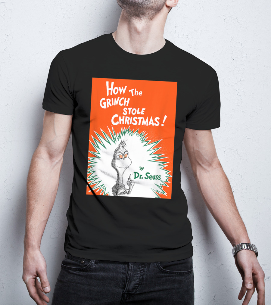 How The Grinch Stole Christmas By Dr. Seuss Book Cover T-Shirt