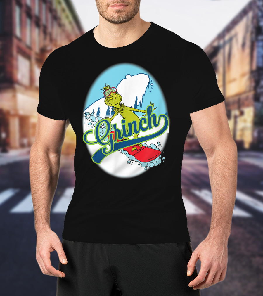 Grinch Snowboarding Dr Seuss Style Adventure T-Shirt