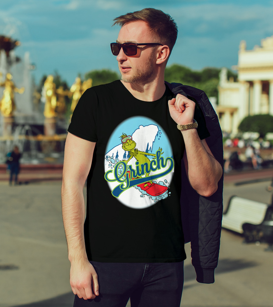 Grinch Snowboarding Dr Seuss Style Adventure T-Shirt