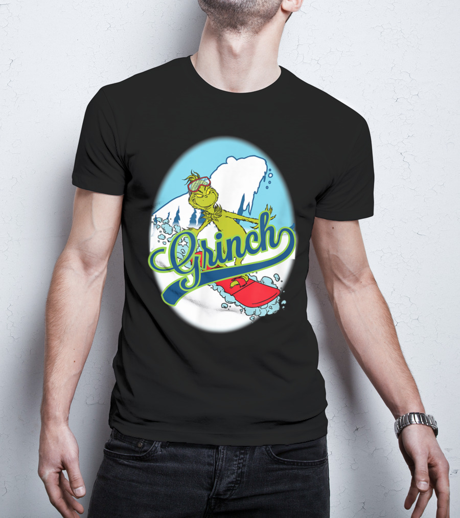 Grinch Snowboarding Dr Seuss Style Adventure T-Shirt