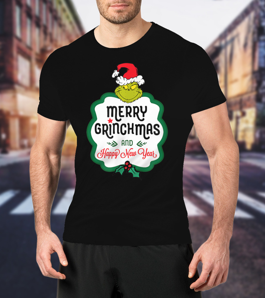 Merry Grinchmas And Happy New Year Dr Seuss Grinch T-Shirt