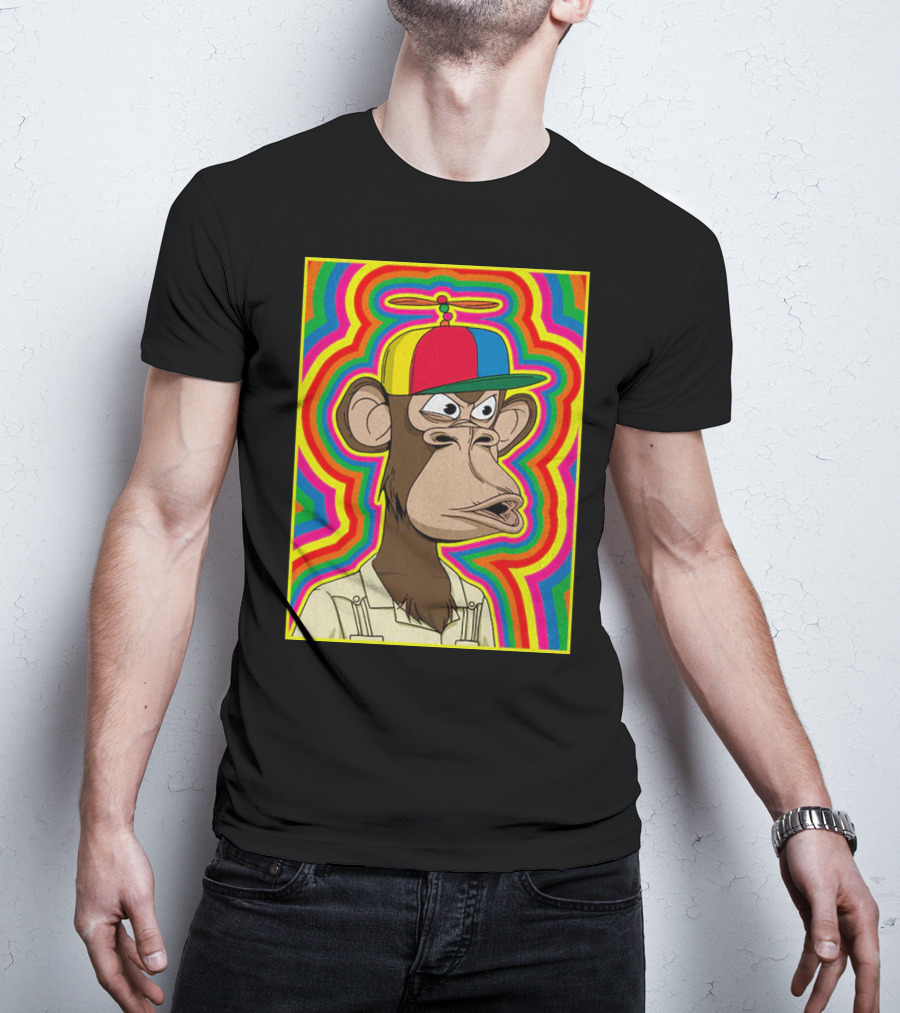 Bored Ape With Propeller Hat Psychedelic Background T-Shirt