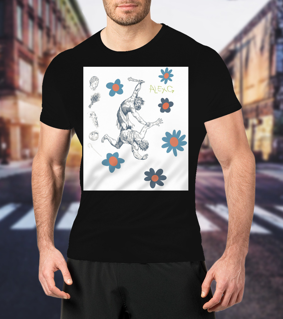 Alex G Floral Mythical Battle With Blue And Orange Flowers T-Shirt