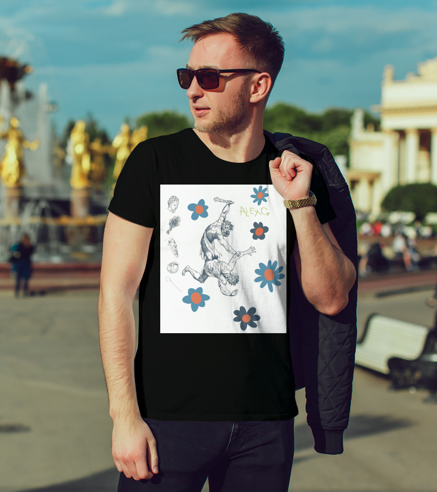 Alex G Floral Mythical Battle With Blue And Orange Flowers T-Shirt