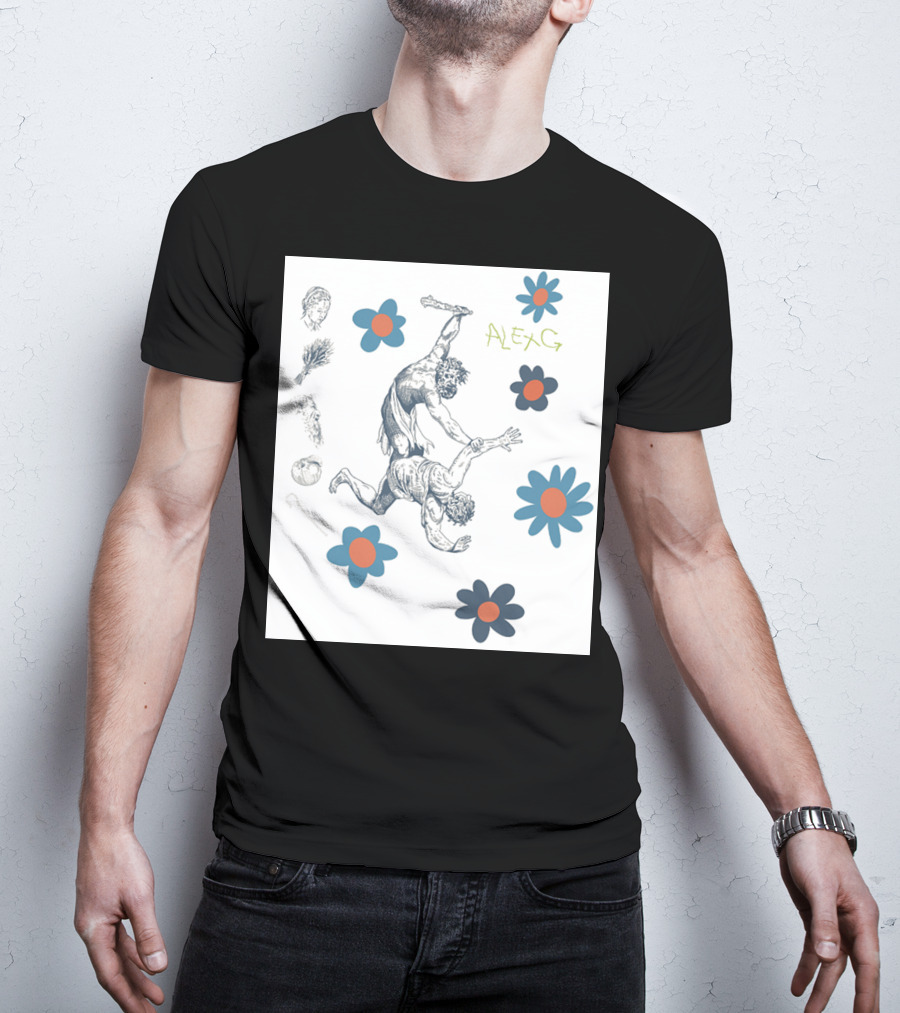 Alex G Floral Mythical Battle With Blue And Orange Flowers T-Shirt