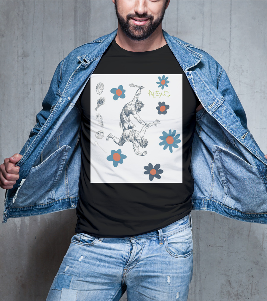 Alex G Floral Mythical Battle With Blue And Orange Flowers T-Shirt