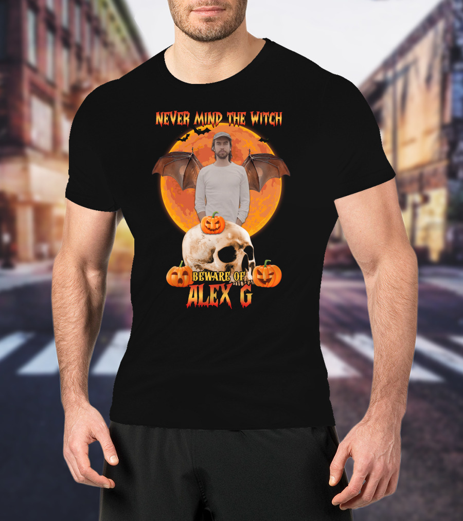 Never Mind The Witch Beware Of Alex G Halloween Skull Pumpkins T-Shirt