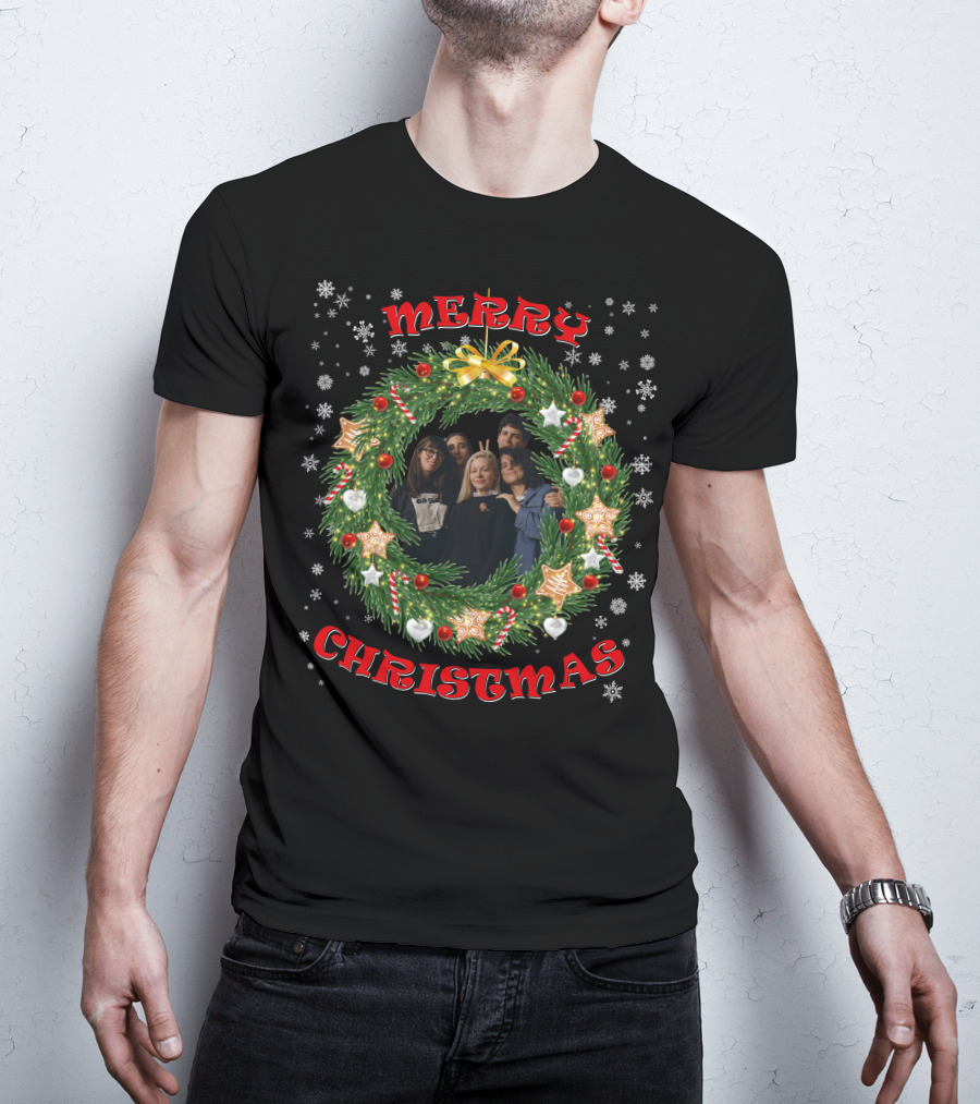 Merry Christmas Alvvays Santa Hat And Christmas Wreath T-Shirt