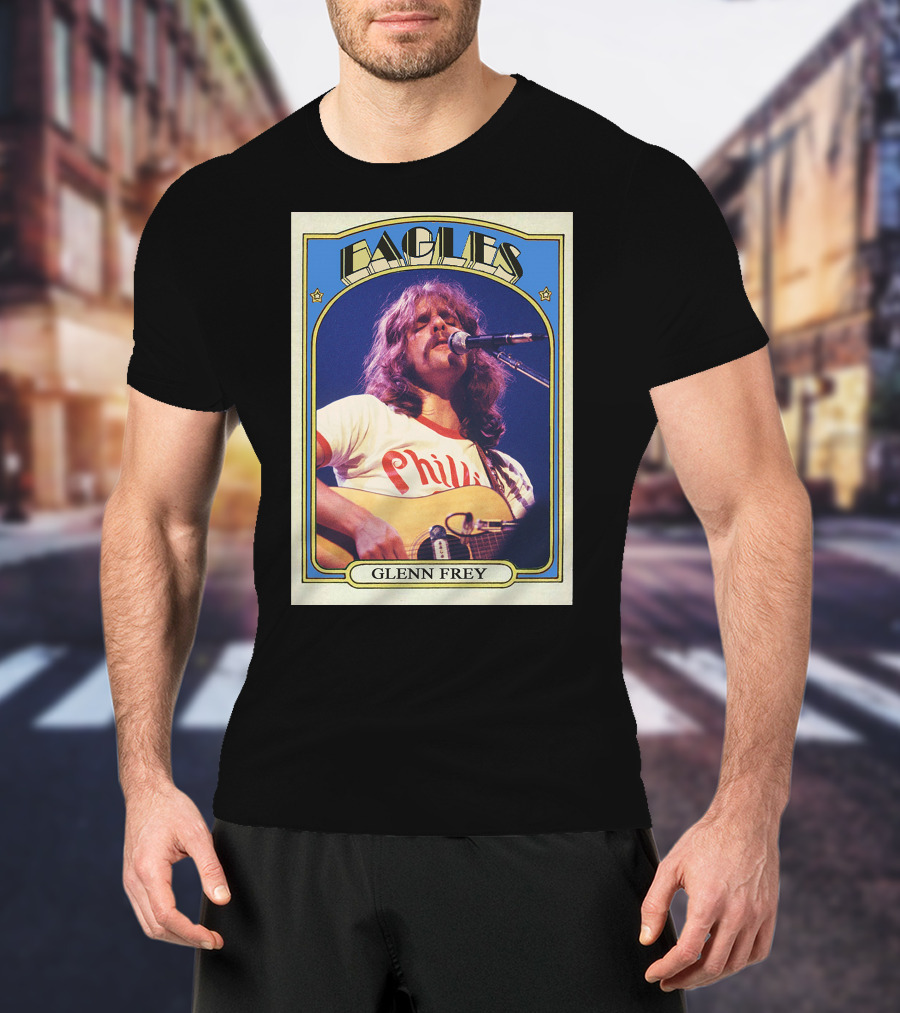 Eagles Glenn Frey Vintage Phillies Tee Card T-Shirt