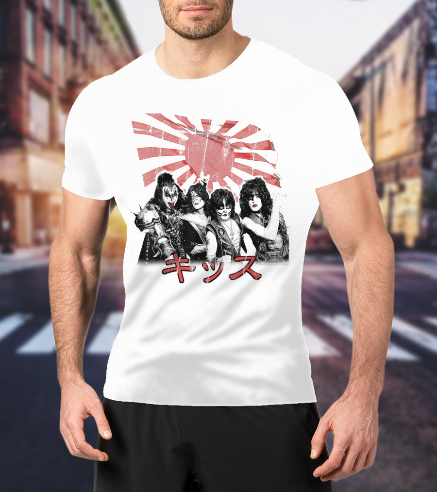 KISS Rising Sun Band Red Sunburst T-Shirt