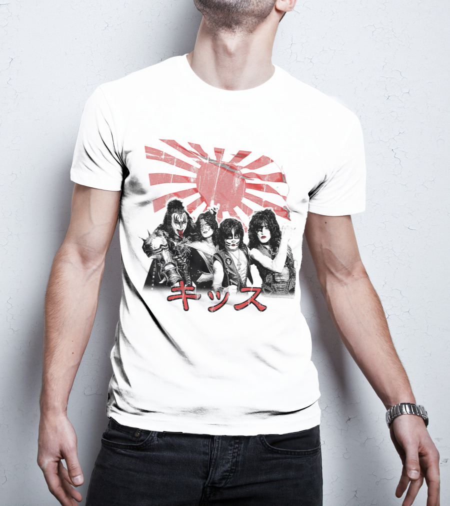 KISS Rising Sun Band Red Sunburst T-Shirt