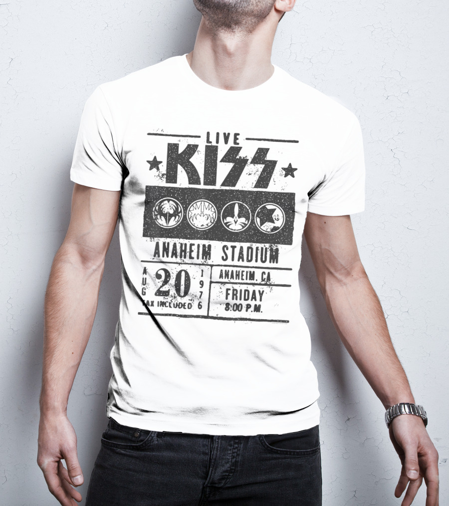 LIVE KISS Anaheim Stadium August 20 1976 Friday 8:00 PM T-Shirt