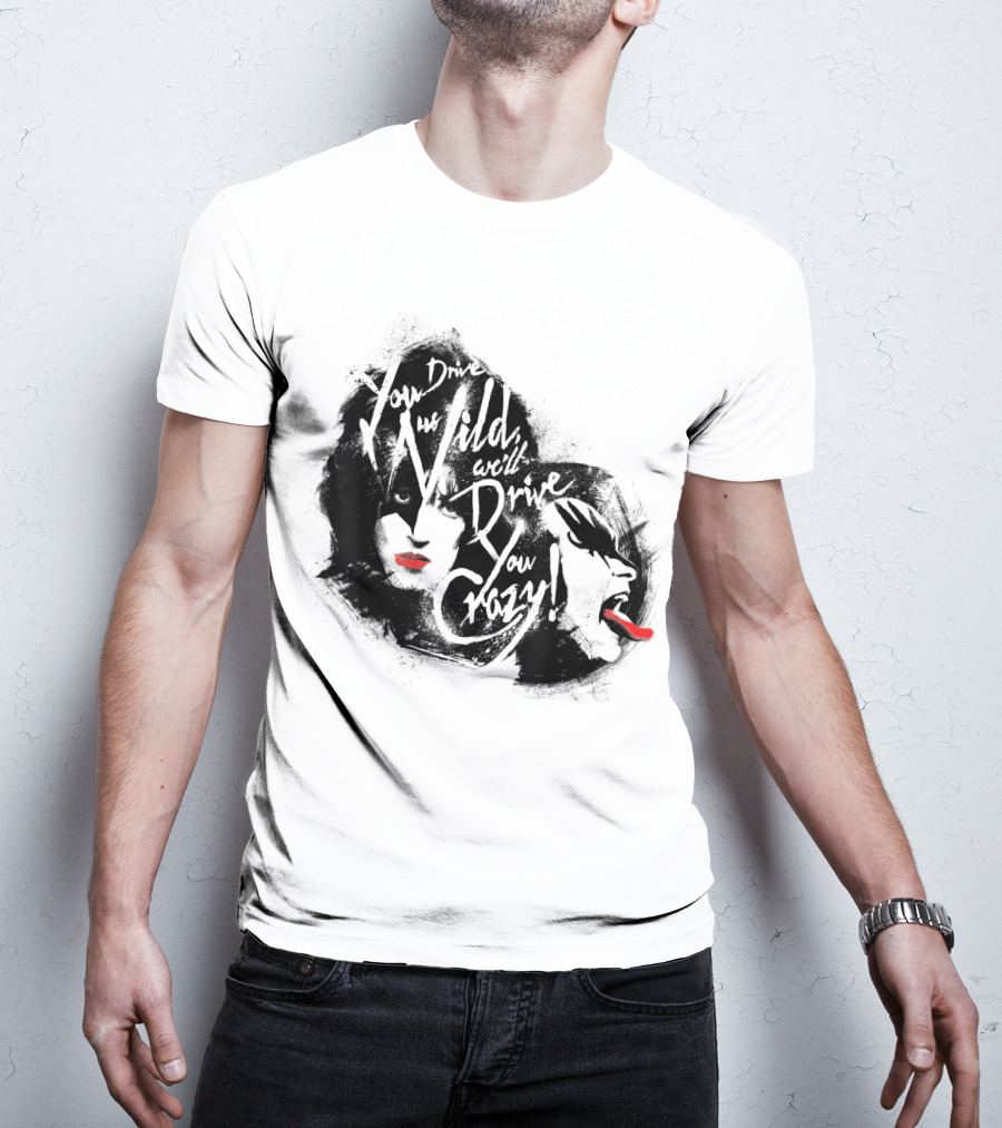KISS You Drive Us Wild Crazy Faces Red Lips T-Shirt