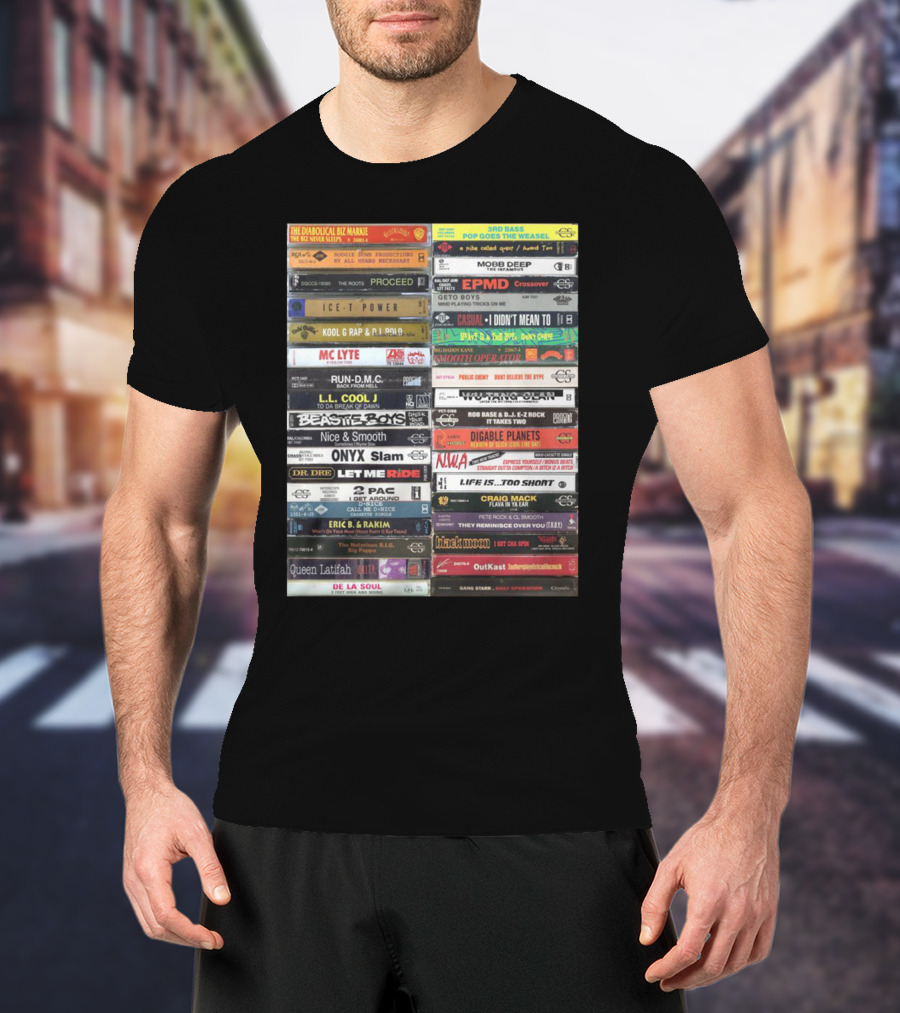 Classic Hip-Hop Cassette Tape Collection Featuring Legendary Artists And Iconic Albums T-Shirt