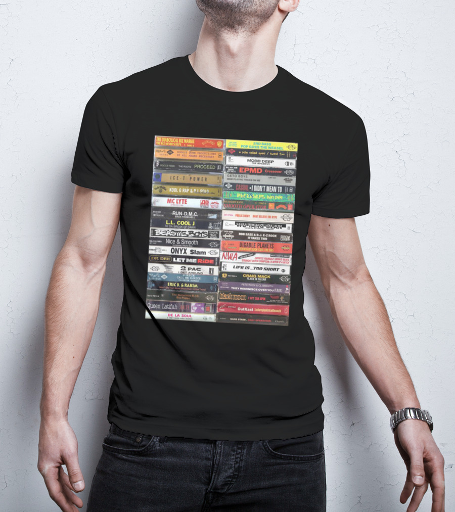Classic Hip-Hop Cassette Tape Collection Featuring Legendary Artists And Iconic Albums T-Shirt