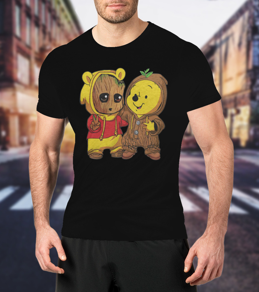 Groot And Bear Friend Cute Costume Crossover T-Shirt