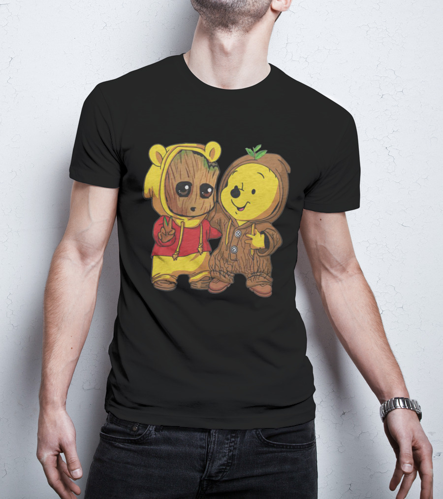 Groot And Bear Friend Cute Costume Crossover T-Shirt