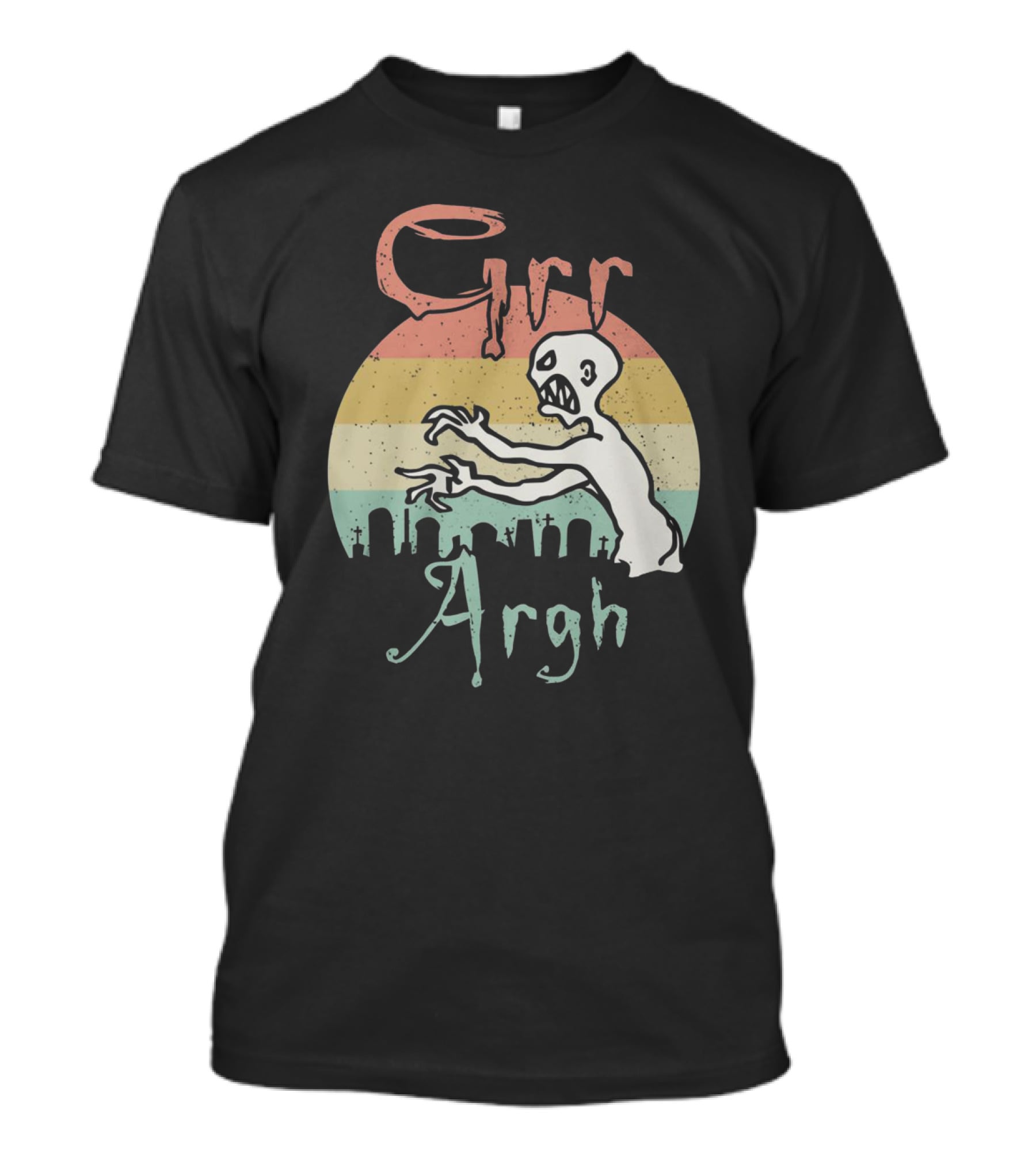GRR ARGH Zombie Graveyard Retro Sunset T-Shirt