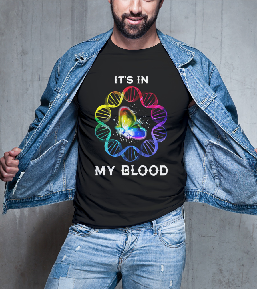 It's In My Blood DNA Rainbow Butterfly T-Shirt