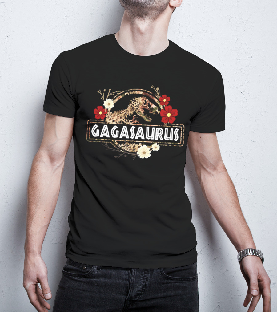 Gagasaurus Dinosaur With Floral Accents T-Shirt