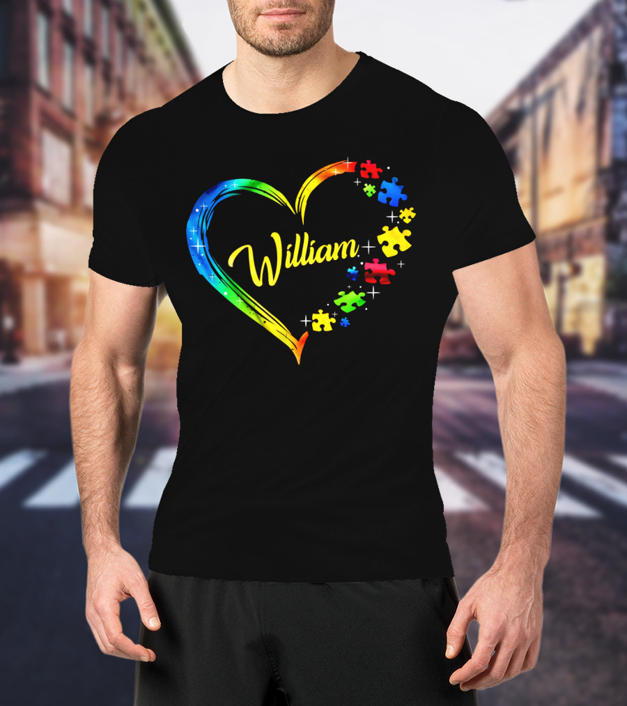 William Autism Puzzle Heart Rainbow Puzzles T-Shirt