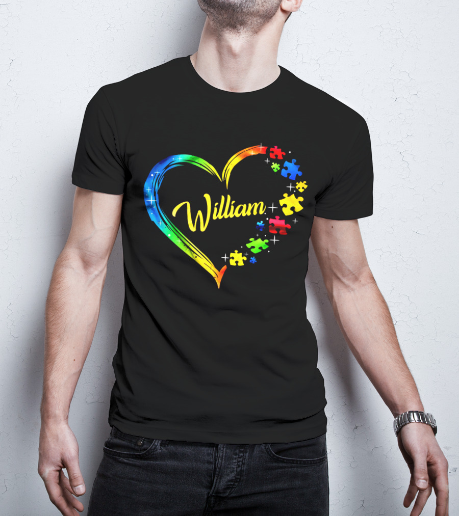 William Autism Puzzle Heart Rainbow Puzzles T-Shirt